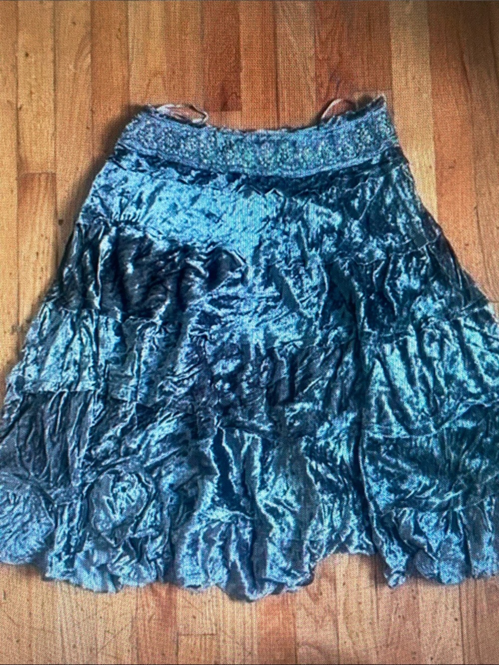 Mix It Crushed Velvet Teal Tiered Skirt